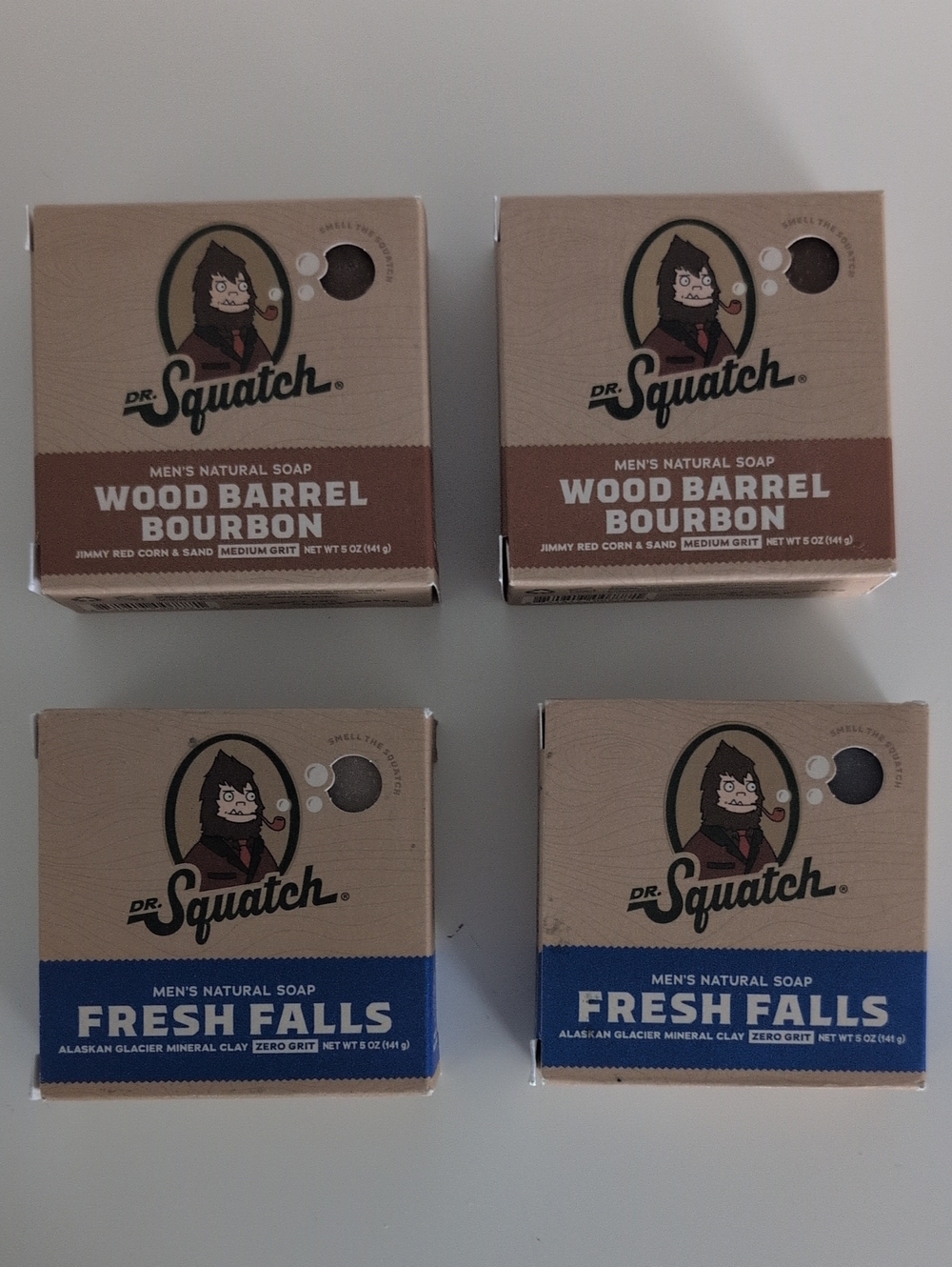 Dr. Squatch Wood Barrel Bourbon + Fresh Falls Soap Bar(2 Of Each- 4 Count total)
